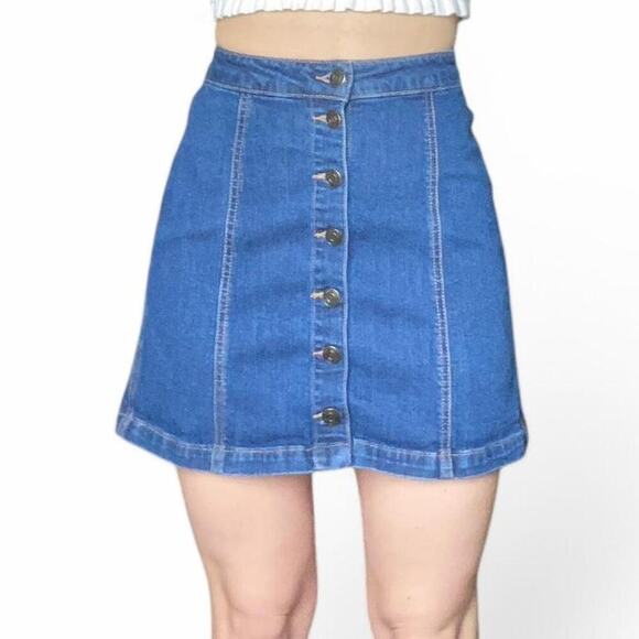 Vintage Y2K Mudd jeans denim skirt with button front size 1 - Picture 1 of 4